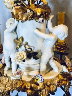 19th Century Louis XVI Gilt Bronze Meissen and Sevres Parian Chandelier - 2934446