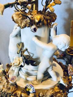19th Century Louis XVI Gilt Bronze Meissen and Sevres Parian Chandelier - 2934447