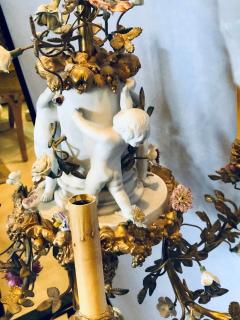 19th Century Louis XVI Gilt Bronze Meissen and Sevres Parian Chandelier - 2934449