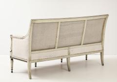 19th Century Louis XVI Style Linen Settee - 4176844