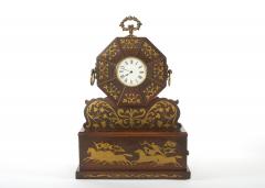 19th Century Mahogany Brass Inlay Desk Clock - 2471603