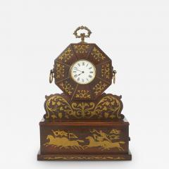 19th Century Mahogany Brass Inlay Desk Clock - 2474595