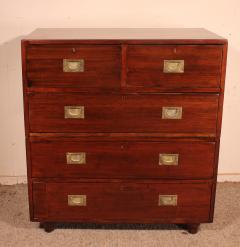 19th Century Mahogany Campaign Or Marine Chest Of Drawers - 2992192