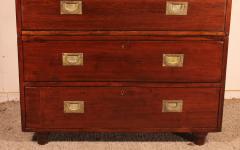 19th Century Mahogany Campaign Or Marine Chest Of Drawers - 2992196