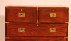 19th Century Mahogany Campaign Or Marine Chest Of Drawers - 3679455