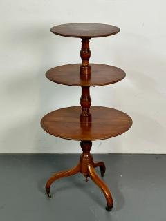 19th Century Mahogany Inlaid Three Tier Dumbwaiter Dessert Stand - 2848478