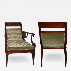 19th Century Mahogany Parcel Gilt and Polychrome Egyptian Revival Armchairs - 3302322