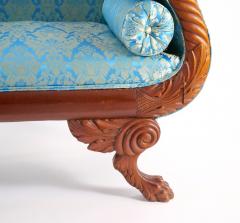 19th Century Mahogany Wood Framed Empire Style Upholstered Sofa - 3534686