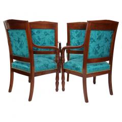 19th Century Mahogany Wood Framed Upholstered Armchair Set - 2785594