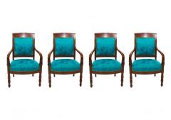 19th Century Mahogany Wood Framed Upholstered Armchair Set - 2785606