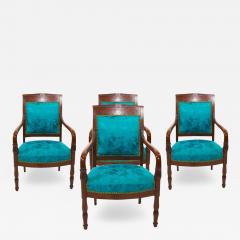 19th Century Mahogany Wood Framed Upholstered Armchair Set - 2791319