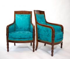 19th Century Mahogany Wood Framed Upholstered Pair Armchair - 2785670