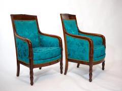 19th Century Mahogany Wood Framed Upholstered Pair Armchair - 2785671