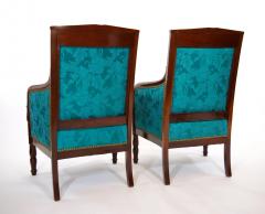 19th Century Mahogany Wood Framed Upholstered Pair Armchair - 2785672