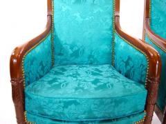 19th Century Mahogany Wood Framed Upholstered Pair Armchair - 2785673