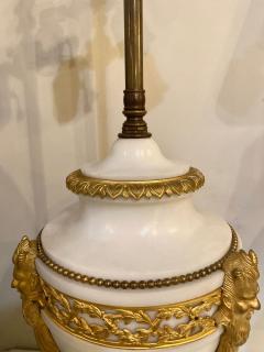 19th Century Marble and Bronze Table Lamp with Custom Shade French - 2938966