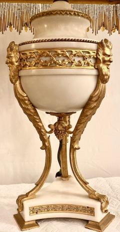 19th Century Marble and Bronze Table Lamp with Custom Shade French - 2938967
