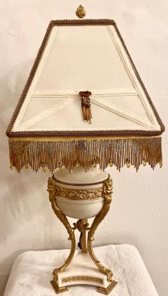 19th Century Marble and Bronze Table Lamp with Custom Shade French - 2938969