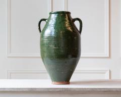 19th Century Mediterranean Olive Green Terracotta Jar with Double Handles - 4298953
