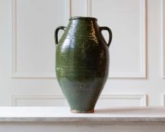 19th Century Mediterranean Olive Green Terracotta Jar with Double Handles - 4298956