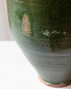 19th Century Mediterranean Olive Green Terracotta Jar with Double Handles - 4298977
