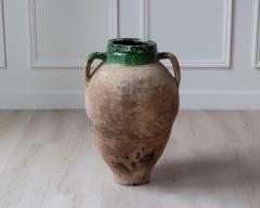 19th Century Mediterranean Terracotta Jar with Green Glazed Rim and Handles - 4298962