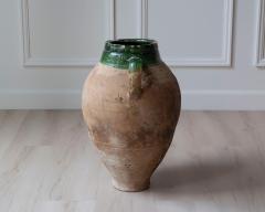 19th Century Mediterranean Terracotta Jar with Green Glazed Rim and Handles - 4299003