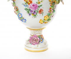 19th Century Meissen Rococo Style Flower Encrusted Covered Urns from Germany - 4707707
