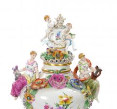 19th Century Meissen Rococo Style Flower Encrusted Covered Urns from Germany - 4707709