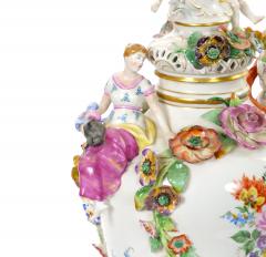 19th Century Meissen Rococo Style Flower Encrusted Covered Urns from Germany - 4707713