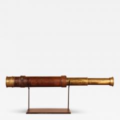 19th Century Military Telescope In Leather And Brass - 3084549