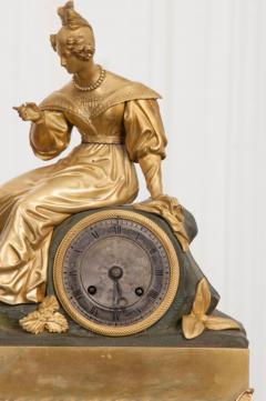 19th Century Napoleon III Fire Gilt Bronze Figural Mantel Clock - 1328979