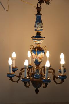 19th Century Napoleon III Gilded Bronze and Sevres Porcelain Antique Chandelier - 2230948