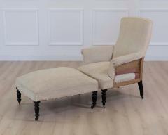 19th Century Napoleon III Square Back Armchair with Matching Footstool - 4663376