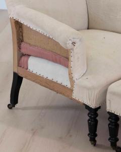 19th Century Napoleon III Square Back Armchair with Matching Footstool - 4663387