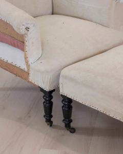 19th Century Napoleon III Square Back Armchair with Matching Footstool - 4663393