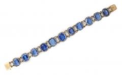 19th Century Natural Sapphire Diamond Bracelet in Silver on Gold - 85545