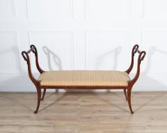 19th Century Neapolitan Empire Bench in Solid Mahogany with Swan Motifs - 4381185