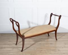 19th Century Neapolitan Empire Bench in Solid Mahogany with Swan Motifs - 4381190
