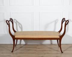 19th Century Neapolitan Empire Bench in Solid Mahogany with Swan Motifs - 4381191