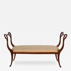 19th Century Neapolitan Empire Bench in Solid Mahogany with Swan Motifs - 4381976
