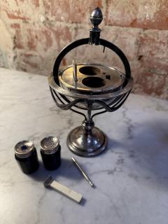 19th Century Neoclassical Silver Plated Globe Inkwell - 4230100