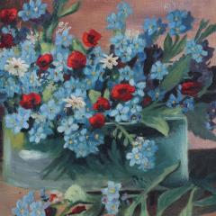 19th Century Oil Painting Jules Larcher French Still Life of Forget Me Nots - 3295925