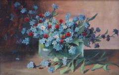 19th Century Oil Painting Jules Larcher French Still Life of Forget Me Nots - 3295967