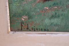 19th Century Oil Painting on Canvas Italian Olive Grove Landscape Signed - 4040676