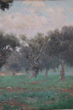 19th Century Oil Painting on Canvas Italian Olive Grove Landscape Signed - 4040677