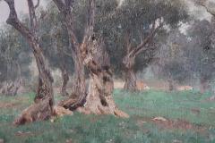 19th Century Oil Painting on Canvas Italian Olive Grove Landscape Signed - 4040682