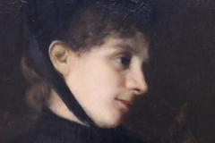 19th Century Oil Painting on Canvas Signed G Puricelli Young Woman Portrait - 3961224