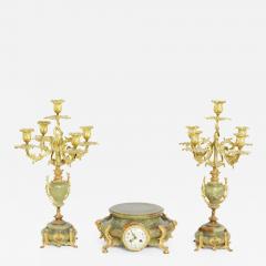 19th Century Onyx Gilt Three Piece Clock Garniture - 2541383