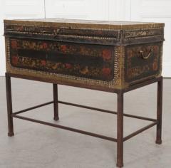 19th Century Painted Leather Chinese Export Trunk on Stand - 1420951